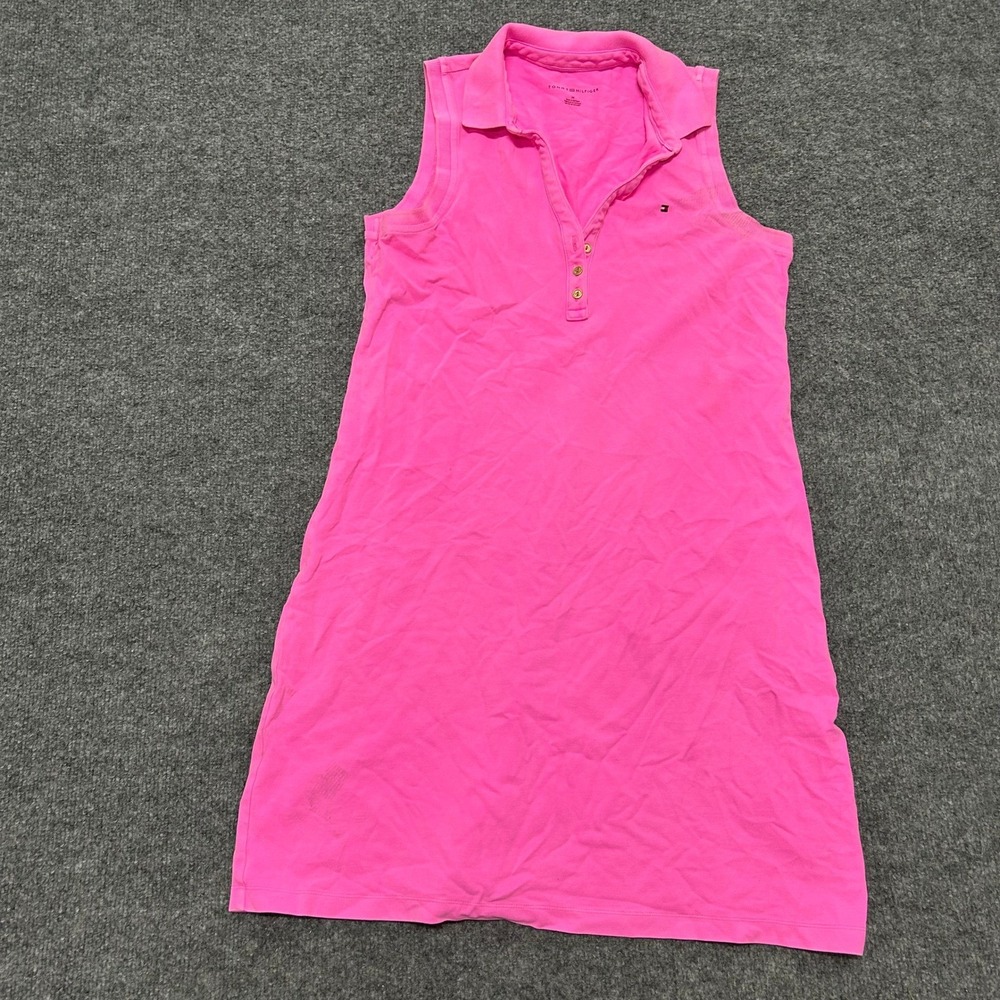 Tommy Hilfiger Dress Womens Size M Pink Sleeveless Polo Cotton Blend Preppy